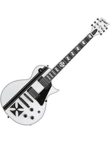  ESP IRONCROSS-W James Hetfield - Glänzendes Weiß mit schwarzen Streifen|MusicGoodDeal  2