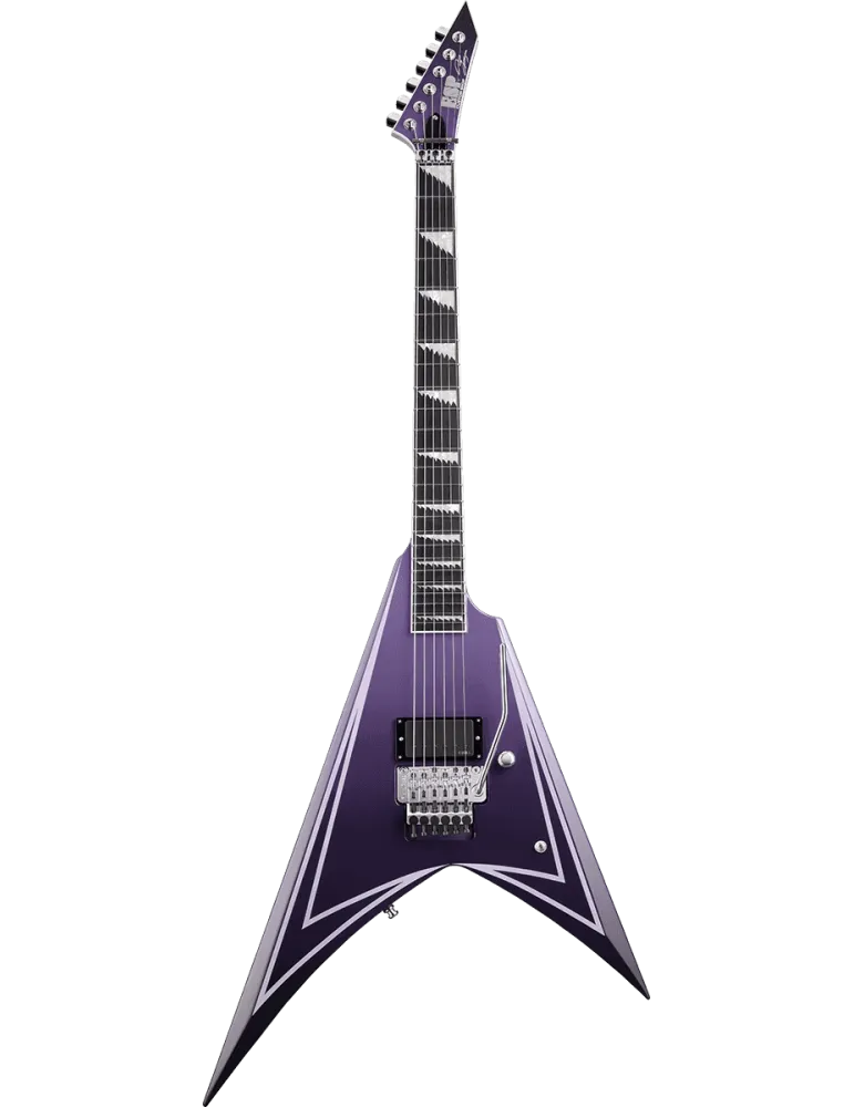  ESP EALEXIHEXED Alexi Laiho - Raso desteñido púrpura con rayas rasgadas|MusicGoodDeal 