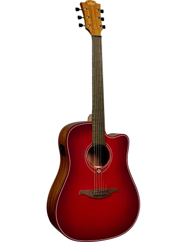 Lâg T-RED-DCE T-Red - Tramontane Dreadnought Cutaway Electro Special Edition Red Burst