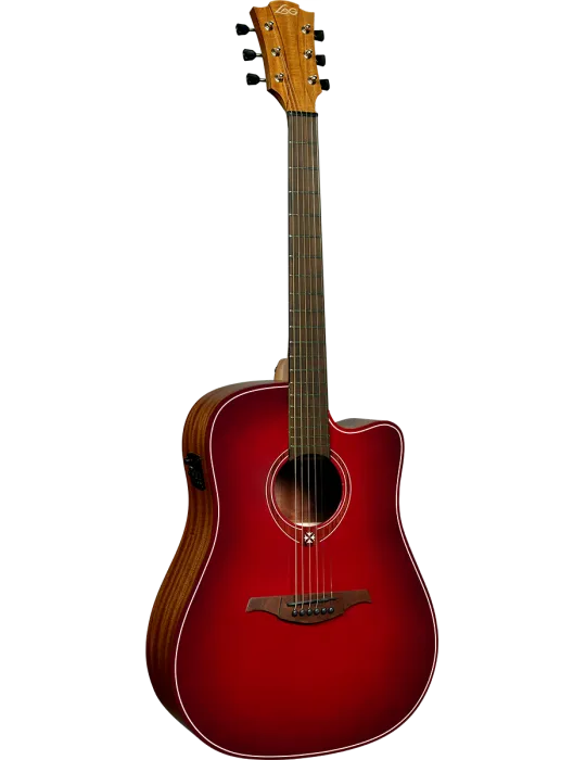  Lâg T-RED-DCE T-Red - Tramontane Dreadnought Cutaway Electro Special Edition Red Burst|MusicGoodDeal 