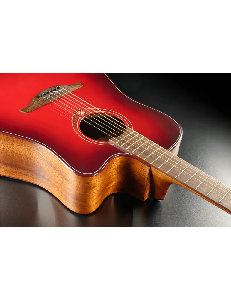  Lâg T-RED-DCE T-Red - Tramontane Dreadnought Cutaway Electro Special Edition Red Burst|MusicGoodDeal 