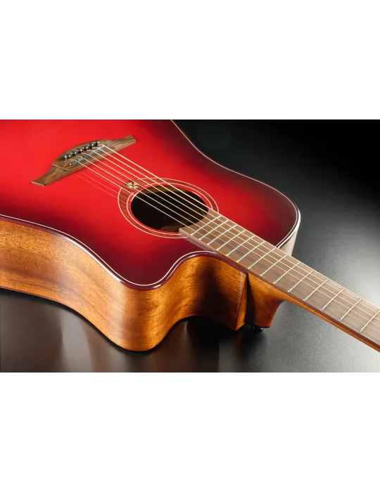 Lâg T-RED-DCE T-Red - Tramontane Dreadnought Cutaway Electro Special Edition Red Burst|MusicGoodDeal 
