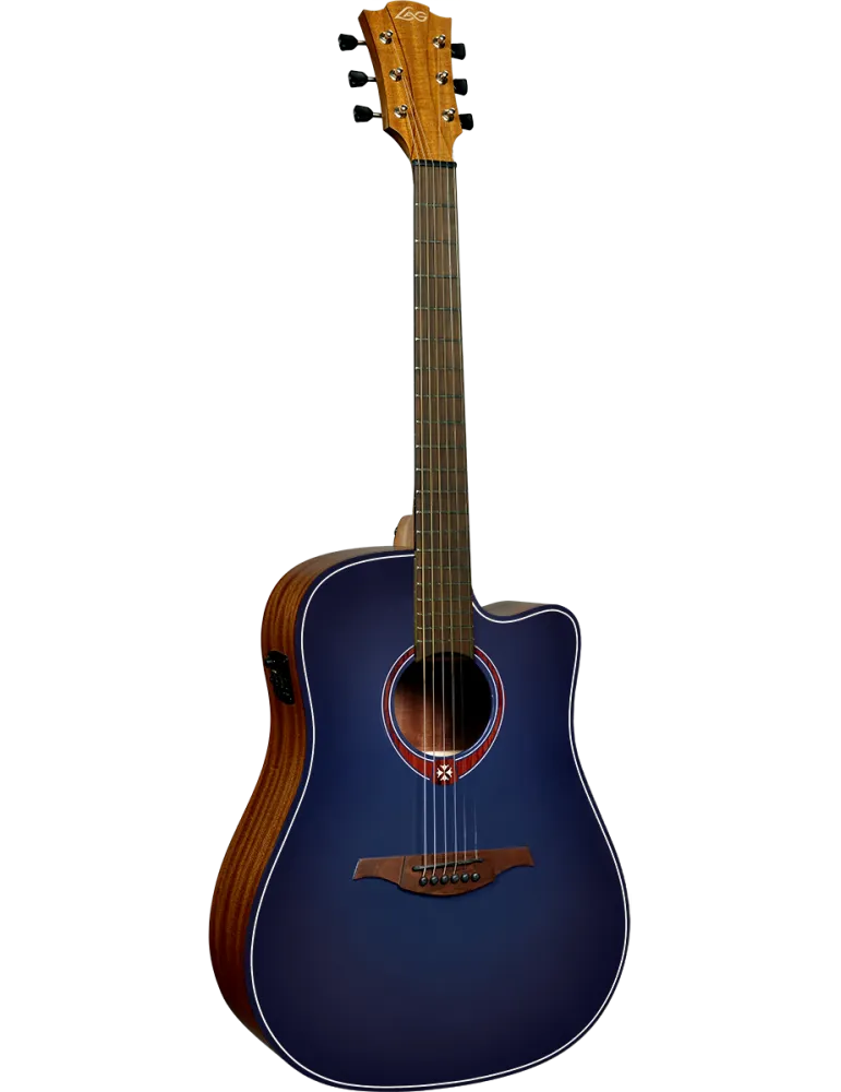  Lâg T-BLUE-DCE T-Blue - Tramontane Dreadnought Cutaway Electro Special Edition Blue Burst|MusicGoodDeal 
