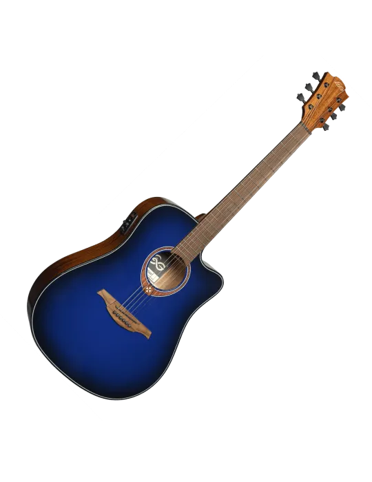  Lâg T-BLUE-DCE T-Blue - Tramontane Dreadnought Cutaway Electro Special Edition Blue Burst|MusicGoodDeal 