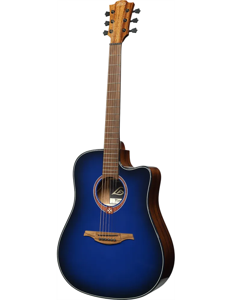  Lâg T-BLUE-DCE T-Blue - Tramontane Dreadnought Cutaway Electro Special Edition Blue Burst|MusicGoodDeal 