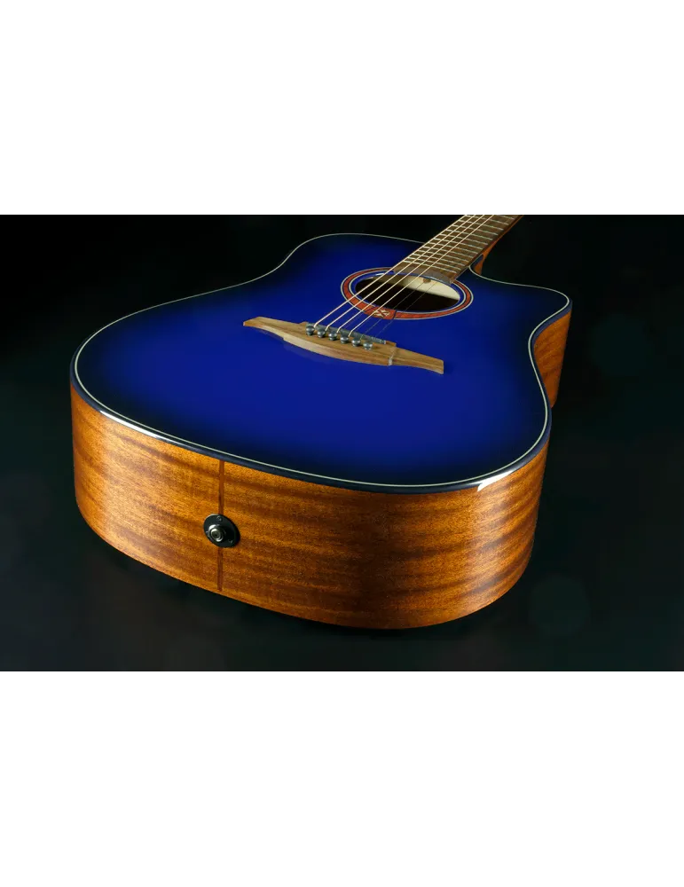  Lâg T-BLUE-DCE T-Blue - Tramontane Dreadnought Cutaway Electro Special Edition Blue Burst|MusicGoodDeal 