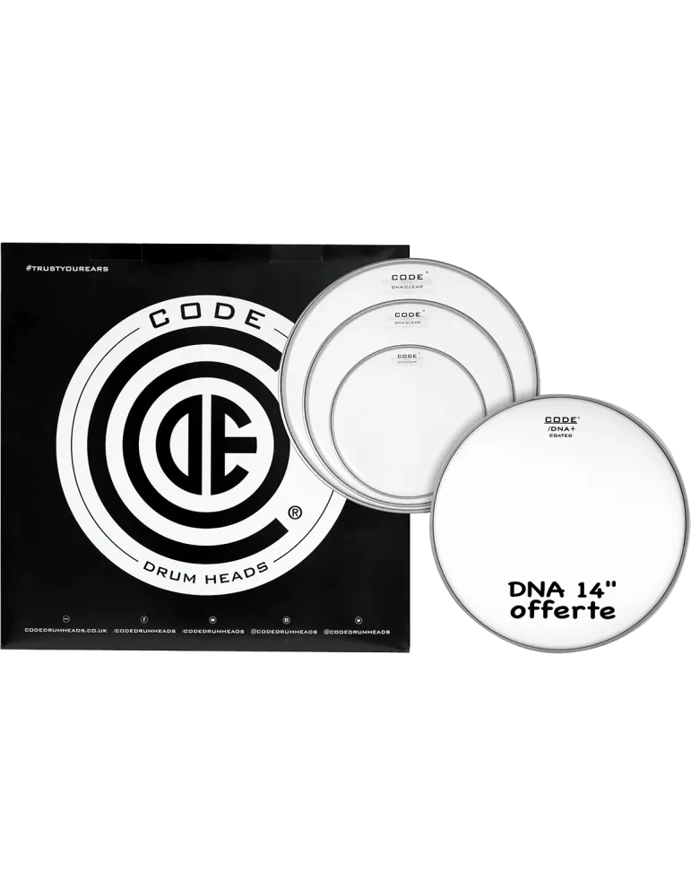  CODE DRUMHEADS TPDNACLRF Tom - Transparent Fusion 10" 12" 14"+14" DNA|MusicGoodDeal 
