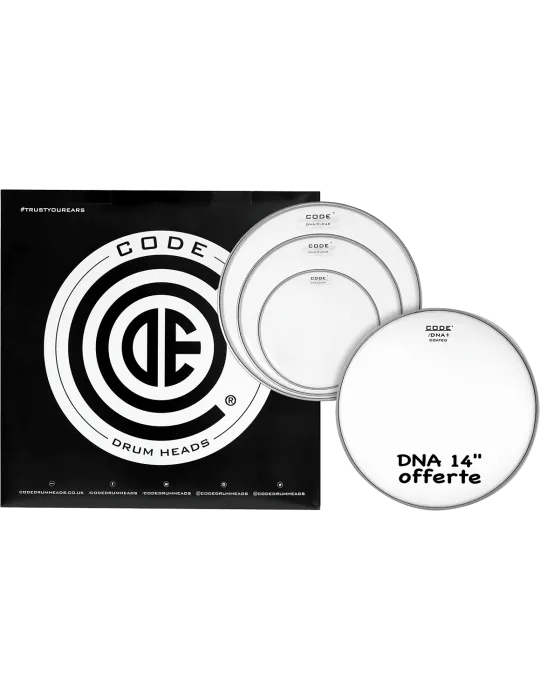  CODE DRUMHEADS TPDNACLRF Tom - Transparent Fusion 10" 12" 14"+14" DNA|MusicGoodDeal 