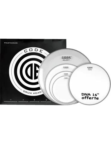  CODE DRUMHEADS FPGENCLRF Full Pack - 10" 12" 14" 20" Fusion Clear + 14" DNA offered|MusicGoodDeal 