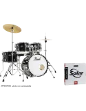  PEARL RSS585CC-31 Batería Junior 18" 5 - Jet Black + pack de platillos Sabian Solar 2|MusicGoodDeal 