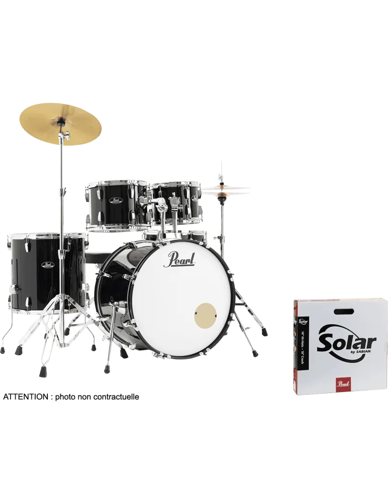 PEARL RSS525SCC-31 Rock 22" 5 Trommeln - Jet Black + Sabian Solar Pack 2 Becken|MusicGoodDeal 