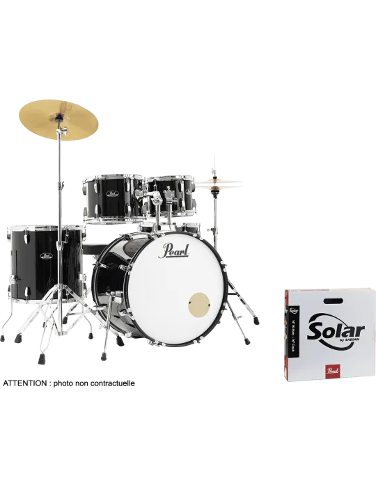  PEARL RSS525SCC-31 Rock 22" 5 Trommeln - Jet Black + Sabian Solar Pack 2 Becken|MusicGoodDeal 