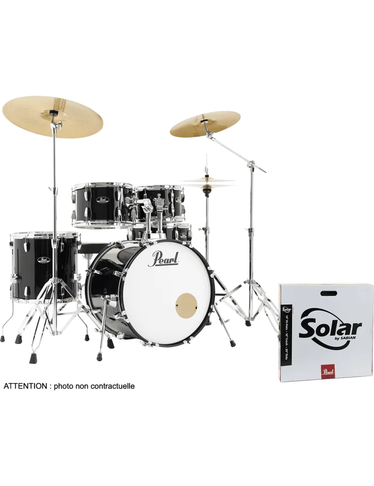  PEARL RSS505BCC-31 Fusion 20" 5 drums - Jet Black + B-50 + Sabian Solar 3 cymbals pack|MusicGoodDeal 