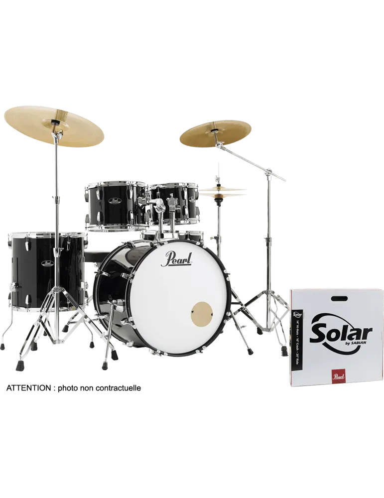  PEARL RSS525SBCC-31 Rock 22" 5 Trommeln - Jet Black + B-50 + Sabian Solar Pack 3 Becken|MusicGoodDeal 