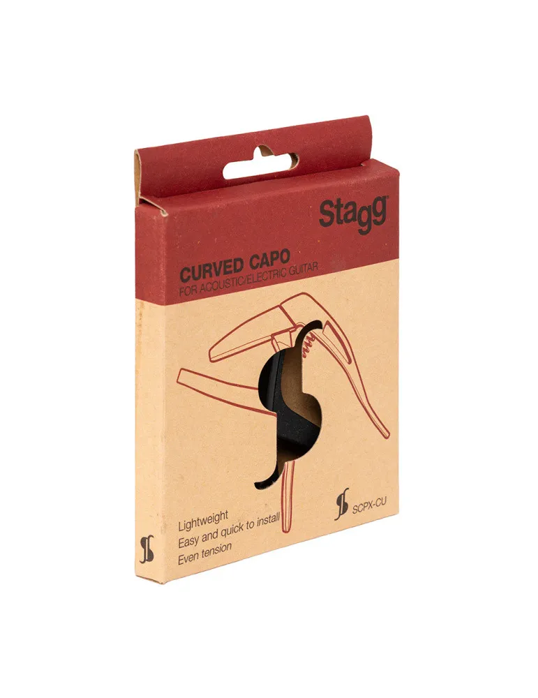  STAGG SCPX-CU BK Gebogener Trigger-Kapodaster für Akustik u. Elektrik-Gitarre|MusicGoodDeal 