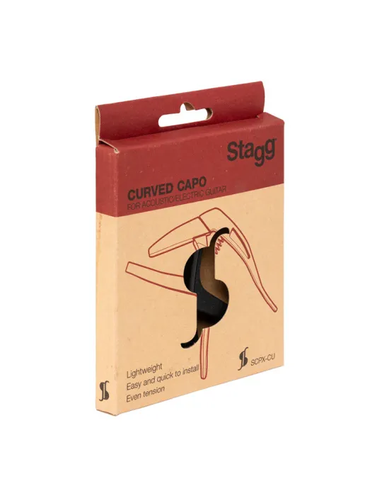  STAGG SCPX-CU BK Gebogener Trigger-Kapodaster für Akustik u. Elektrik-Gitarre|MusicGoodDeal 