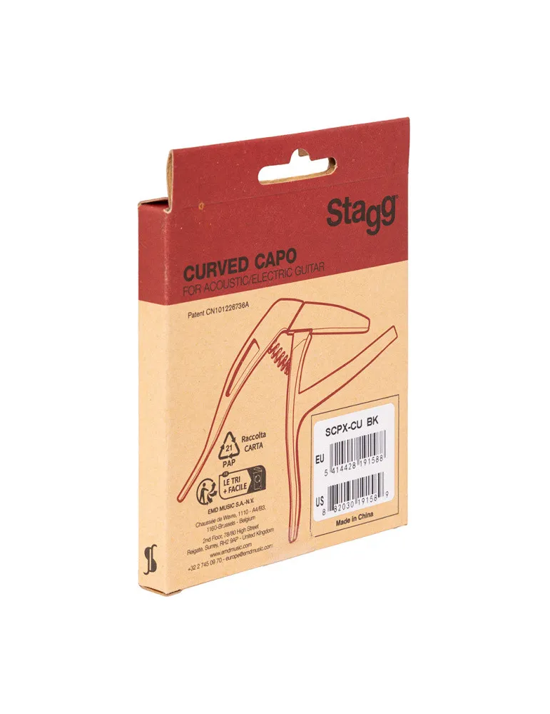  STAGG SCPX-CU BK Gebogener Trigger-Kapodaster für Akustik u. Elektrik-Gitarre|MusicGoodDeal 