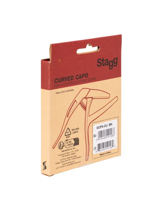  STAGG SCPX-CU BK Gebogener Trigger-Kapodaster für Akustik u. Elektrik-Gitarre|MusicGoodDeal 