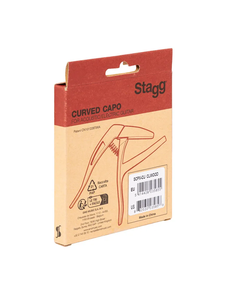  STAGG SCPX-CU CLWOOD Gewölbter Trigger Kapodaster für Akustik- oder E-Gitarre|MusicGoodDeal 