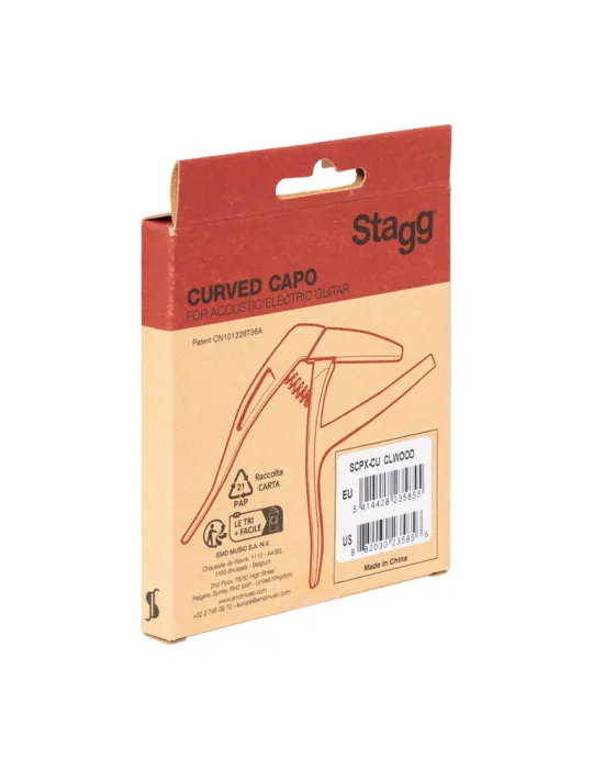  STAGG SCPX-CU CLWOOD Gewölbter Trigger Kapodaster für Akustik- oder E-Gitarre|MusicGoodDeal 