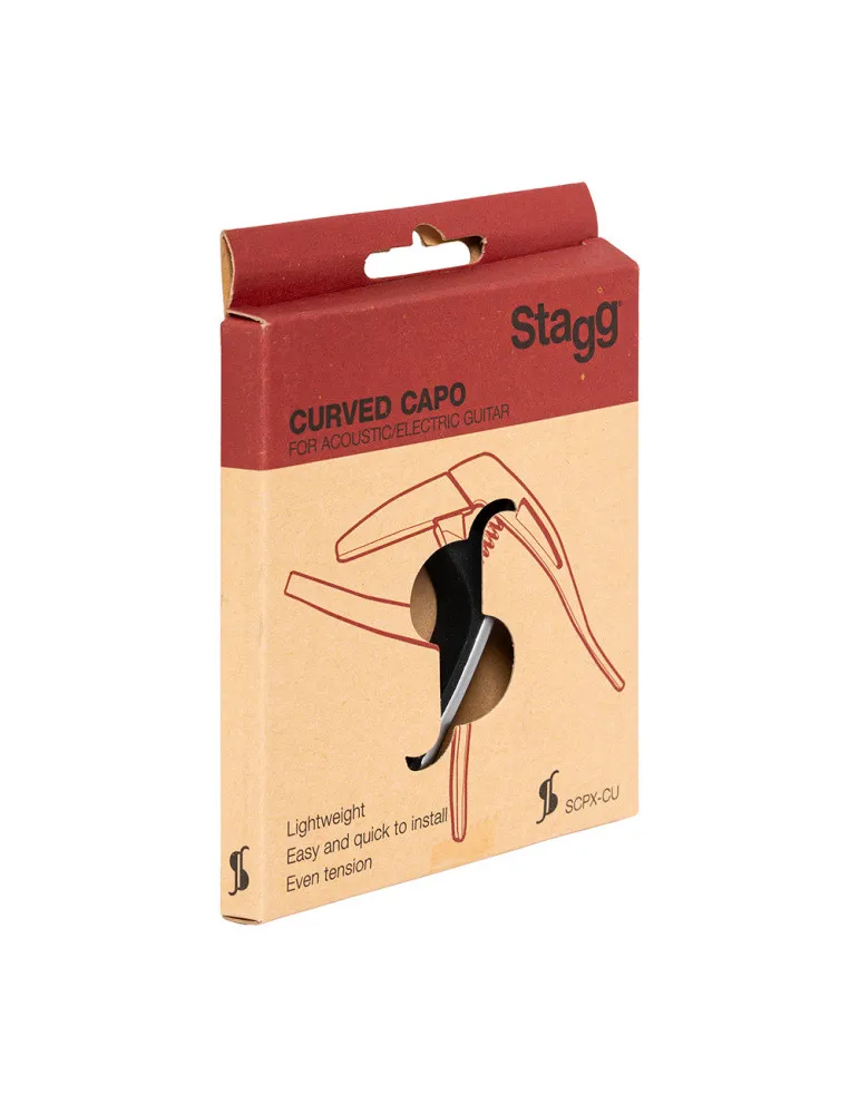  STAGG SCPX-CU CR Gebogener Trigger-Kapodaster für Akustik u. Elektrik-Gitarre|MusicGoodDeal 