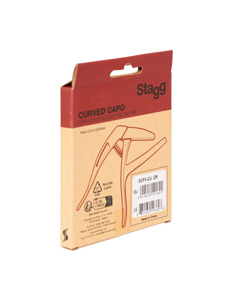  STAGG SCPX-CU CR Gebogener Trigger-Kapodaster für Akustik u. Elektrik-Gitarre|MusicGoodDeal 