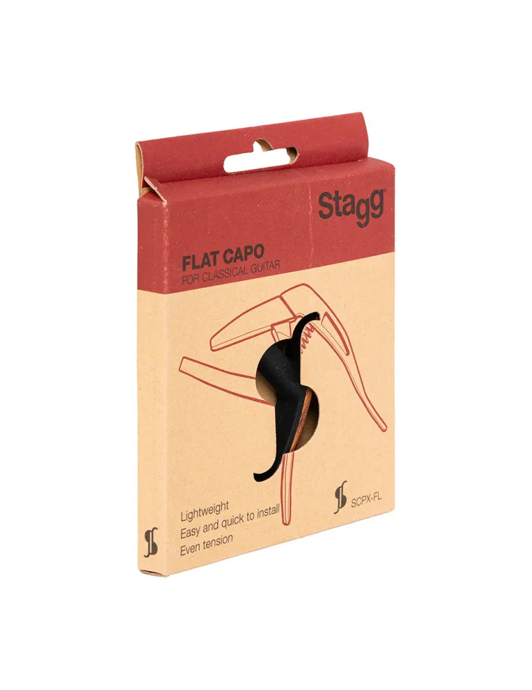  STAGG SCPX-FL DKWOOD Cejilla plana tipo gatillo para guitarra clásica|MusicGoodDeal 