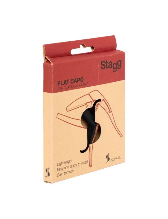  STAGG SCPX-FL DKWOOD Cejilla plana tipo gatillo para guitarra clásica|MusicGoodDeal 