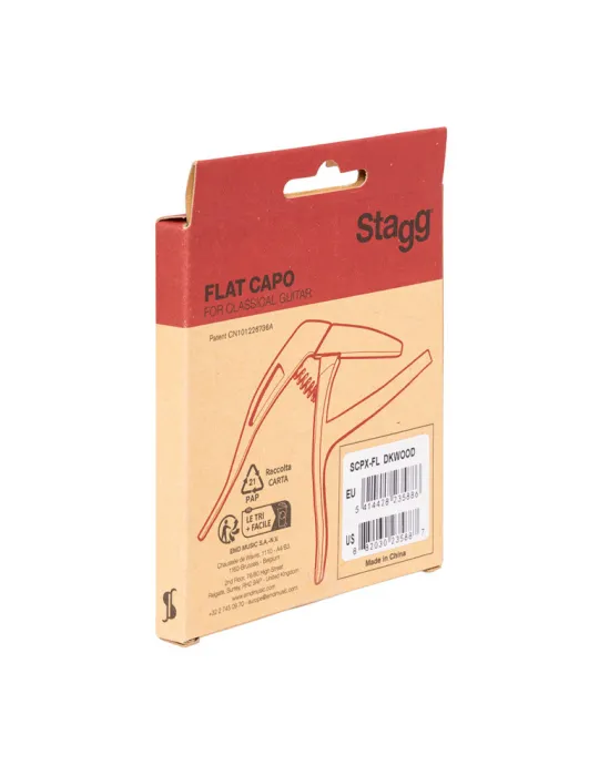 STAGG SCPX-FL DKWOOD Cejilla plana tipo gatillo para guitarra clásica|MusicGoodDeal 