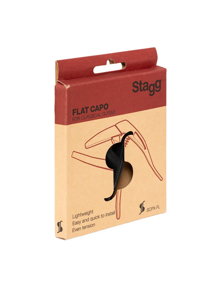  STAGG SCPX-FL BK Cejilla plana, tipo "gatillo", para guitarra clásica|MusicGoodDeal 