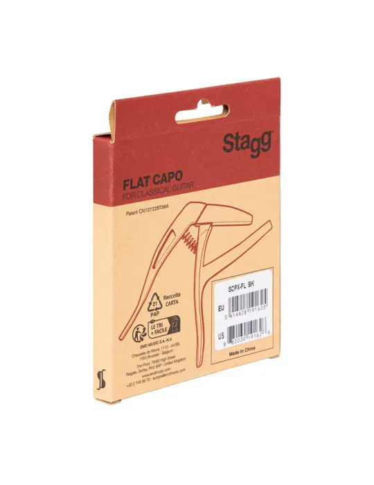  STAGG SCPX-FL BK Cejilla plana, tipo "gatillo", para guitarra clásica|MusicGoodDeal 