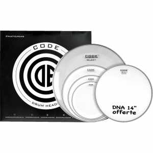 CODE DRUMHEADS FPGENCLRF Full Pack - Transparente Fusion 10" 12" 14" 20" + 14" DNA offerte CODE DRUMHEADS - 1